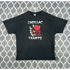 Cadillac Tramps Shirt Men 2XL Black Devil Logo Gabby Gaborno Rockabilly Punk VTG